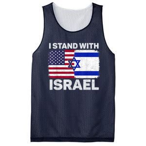 I Stand With Israel Usa American Flag With Israel Flag Mesh Reversible Basketball Jersey Tank