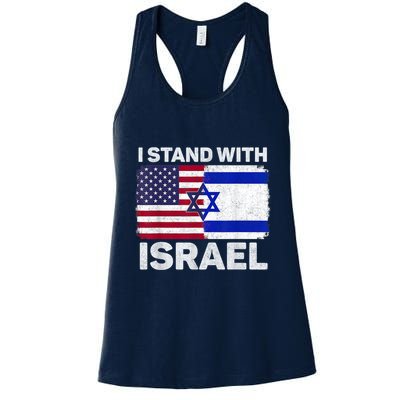 I Stand With Israel Usa American Flag With Israel Flag Womens Tank Top