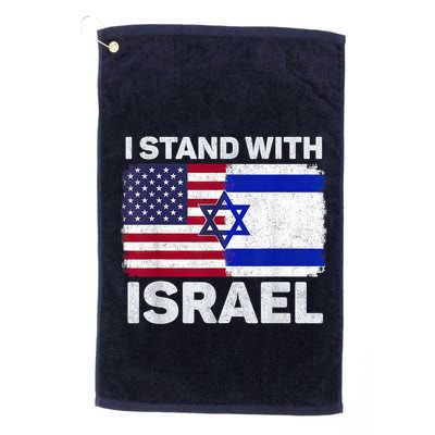 I Stand With Israel Usa American Flag With Israel Flag Golf Towel