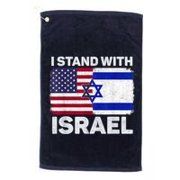 I Stand With Israel Usa American Flag With Israel Flag Golf Towel