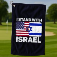 I Stand With Israel Usa American Flag With Israel Flag Golf Towel