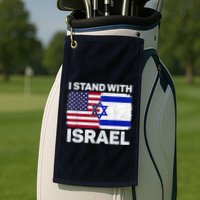 I Stand With Israel Usa American Flag With Israel Flag Golf Towel