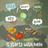 It Starts With Hello Friendship Inclusion Language Legacy Tie Dye Trucker Hat