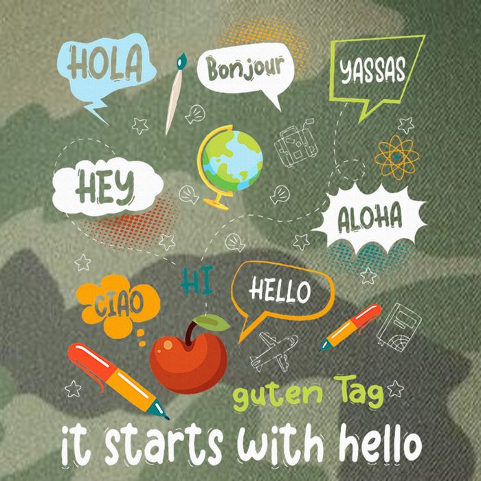 It Starts With Hello Friendship Inclusion Language Legacy Tie Dye Trucker Hat