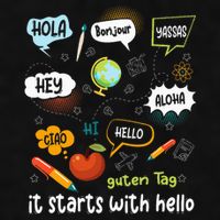 It Starts With Hello Friendship Inclusion Language Ladies PosiCharge Tri-Blend Wicking Tank