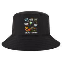 It Starts With Hello Friendship Inclusion Language Cool Comfort Performance Bucket Hat