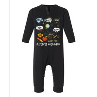 It Starts With Hello Friendship Inclusion Language Infant Fleece One Piece