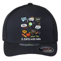 It Starts With Hello Friendship Inclusion Language Flexfit Unipanel Trucker Cap