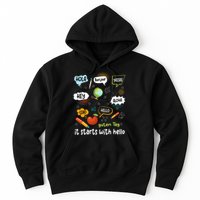 It Starts With Hello Friendship Inclusion Language Hoodie