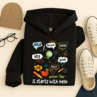 It Starts With Hello Friendship Inclusion Language Hoodie