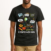 It Starts With Hello Friendship Inclusion Language Tall T-Shirt