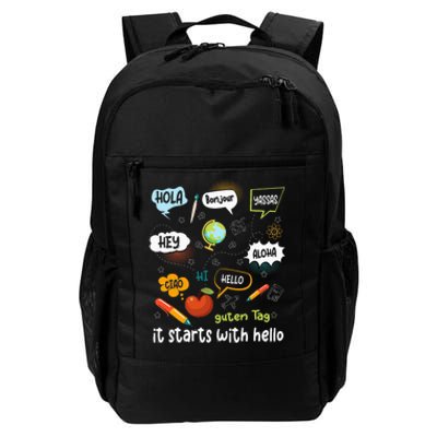 It Starts With Hello Friendship Inclusion Language Daily Commute Backpack