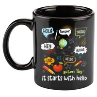It Starts With Hello Friendship Inclusion Language 11oz C Handle Ceramic Mug