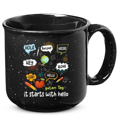 It Starts With Hello Friendship Inclusion Language 15oz Campfire Ceramic Mug