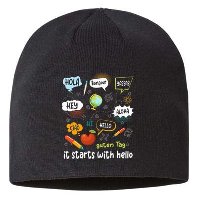 It Starts With Hello Friendship Inclusion Language Sustainable Beanie