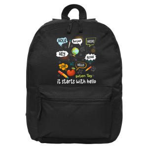 It Starts With Hello Friendship Inclusion Language 16 in Basic Backpack