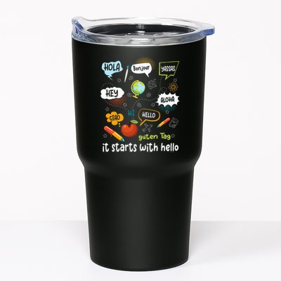 It Starts With Hello Friendship Inclusion Language Tumbler