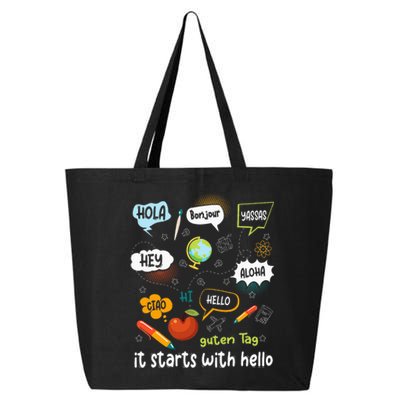 It Starts With Hello Friendship Inclusion Language 25L Jumbo Tote