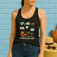 It Starts With Hello Friendship Inclusion Language Womens Tank Top