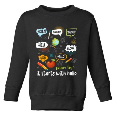 It Starts With Hello Friendship Inclusion Language Toddler Sweatshirt