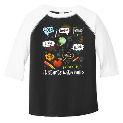 It Starts With Hello Friendship Inclusion Language Toddler Fine Jersey T-Shirt