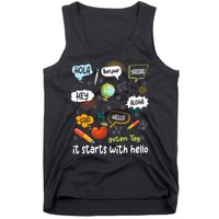 It Starts With Hello Friendship Inclusion Language Tank Top
