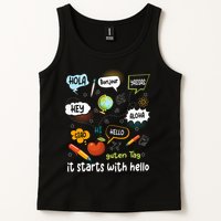 It Starts With Hello Friendship Inclusion Language Tank Top