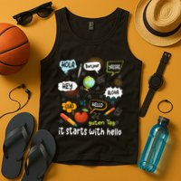 It Starts With Hello Friendship Inclusion Language Tank Top