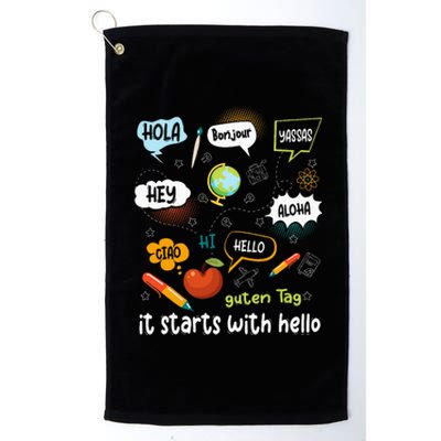 It Starts With Hello Friendship Inclusion Language Platinum Collection Golf Towel