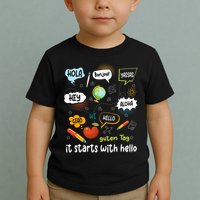 It Starts With Hello Friendship Inclusion Language Toddler T-Shirt
