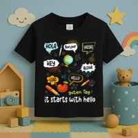 It Starts With Hello Friendship Inclusion Language Toddler T-Shirt
