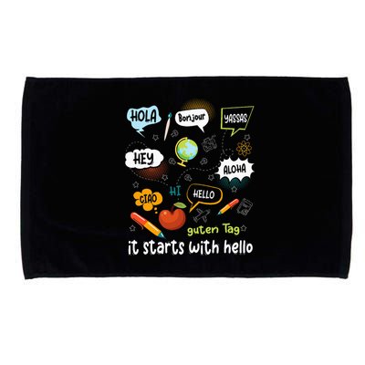It Starts With Hello Friendship Inclusion Language Microfiber Hand Towel
