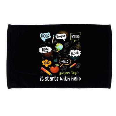 It Starts With Hello Friendship Inclusion Language Microfiber Hand Towel