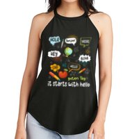It Starts With Hello Friendship Inclusion Language Women's Perfect Tri Rocker Tank