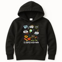 It Starts With Hello Friendship Inclusion Language Kids Hoodie