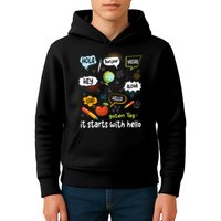It Starts With Hello Friendship Inclusion Language Kids Hoodie