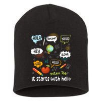 It Starts With Hello Friendship Inclusion Language Short Acrylic Beanie