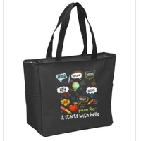 It Starts With Hello Friendship Inclusion Language Zip Tote Bag