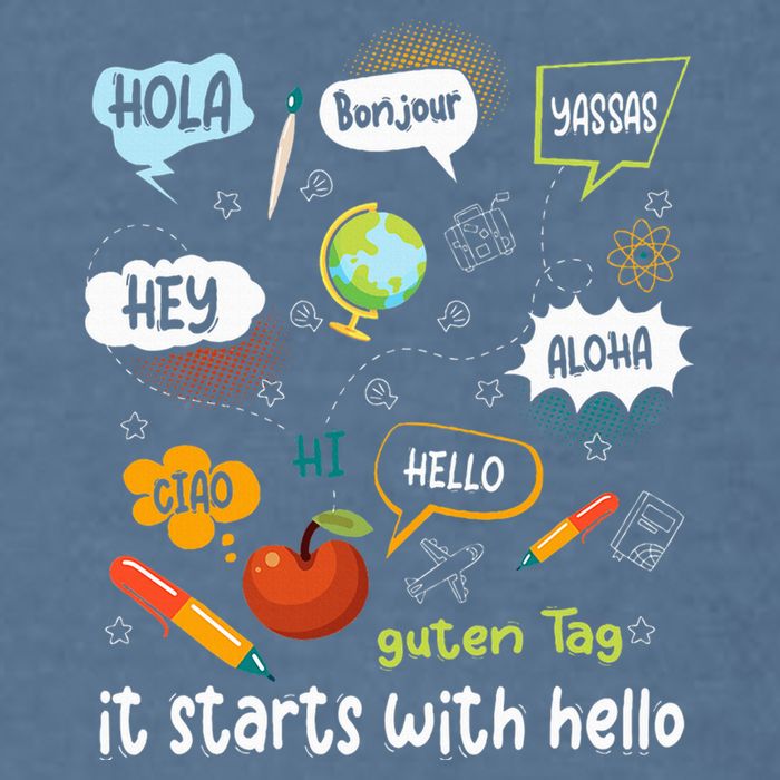 It Starts With Hello Friendship Inclusion Language Garment-Dyed Sweatshirt