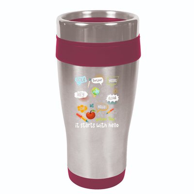 It Starts With Hello Friendship Inclusion Language 16oz Travel Tumbler
