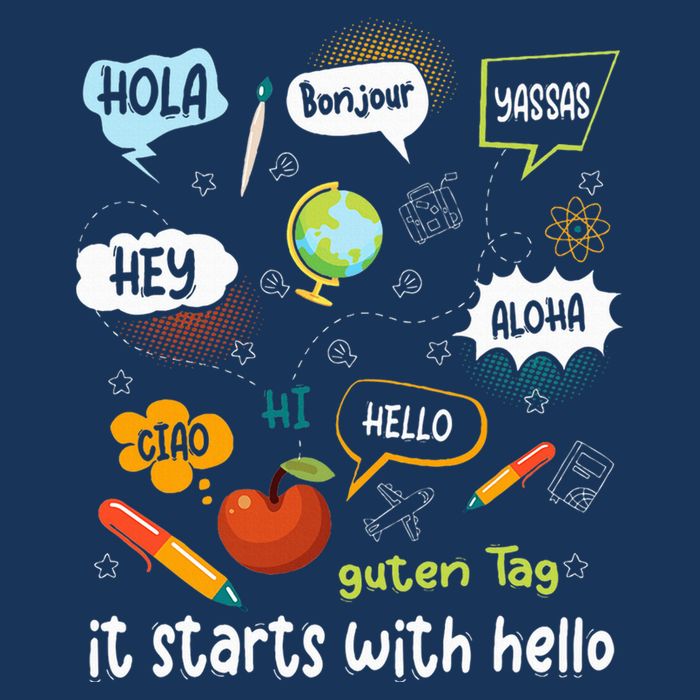 It Starts With Hello Friendship Inclusion Language Infant Baby Jersey Bodysuit