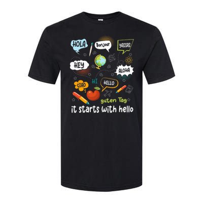 It Starts With Hello Friendship Inclusion Language Softstyle® CVC T-Shirt