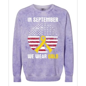 In September We Wear Gold Hood Cancer Awareness Gift Colorblast Crewneck Sweatshirt