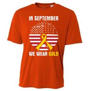 In September We Wear Gold Hood Cancer Awareness Gift Cooling Performance Crew T-Shirt