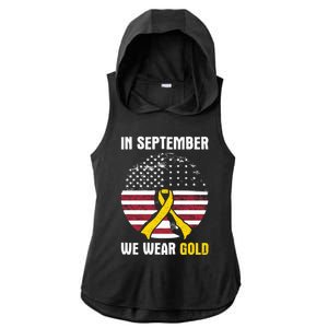 In September We Wear Gold Hood Cancer Awareness Gift Ladies PosiCharge Tri-Blend Wicking Draft Hoodie Tank