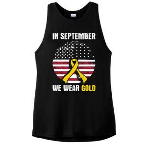 In September We Wear Gold Hood Cancer Awareness Gift Ladies PosiCharge Tri-Blend Wicking Tank