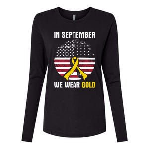 In September We Wear Gold Hood Cancer Awareness Gift Womens Cotton Relaxed Long Sleeve T-Shirt