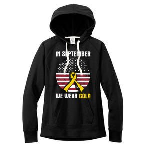 In September We Wear Gold Hood Cancer Awareness Gift Women's Fleece Hoodie