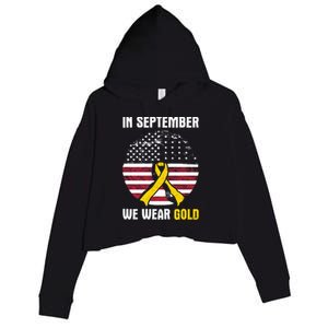 In September We Wear Gold Hood Cancer Awareness Gift Crop Fleece Hoodie