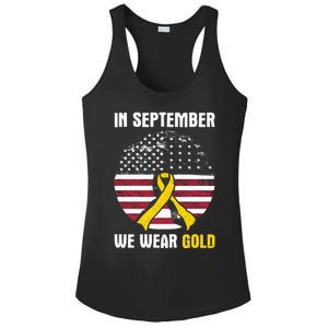 In September We Wear Gold Hood Cancer Awareness Gift Ladies PosiCharge Competitor Racerback Tank